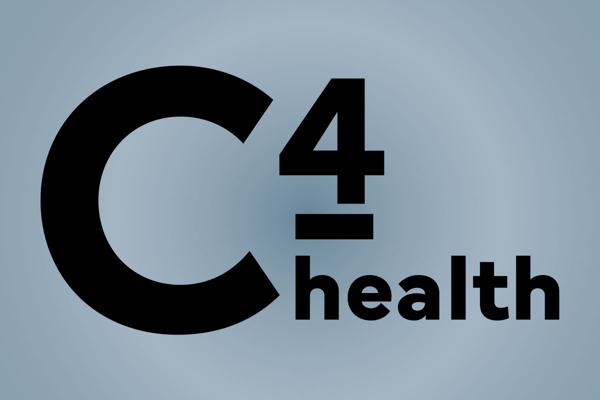 Logo of C4 health GmbH, on a desaturated background.